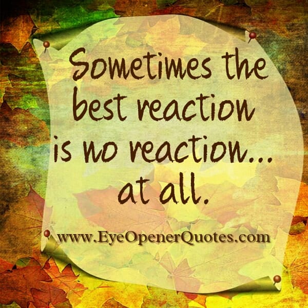 Sometimes the best reaction is no reaction at all