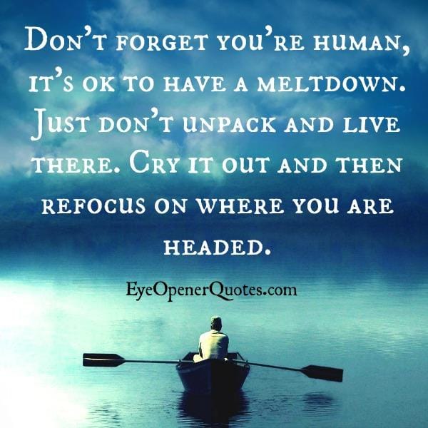 Cry it out & refocus on where you are headed