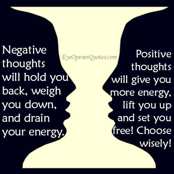 Negative thoughts will hold you back & weigh you down
