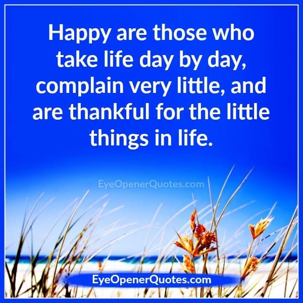 Happy are those who take life day by day