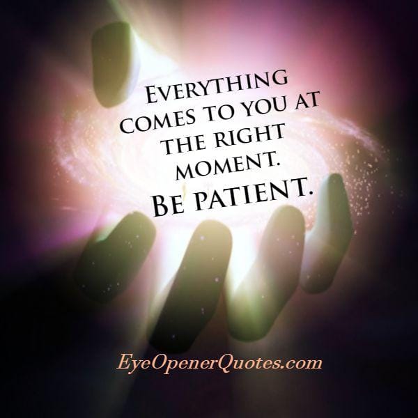 Everything comes to you at the right moment