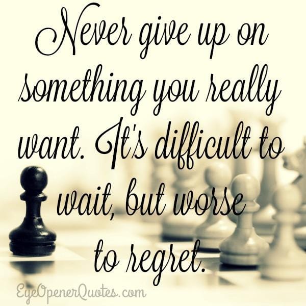 Never give up on something you really want
