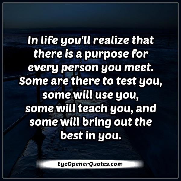 There is a purpose for every person you meet in life